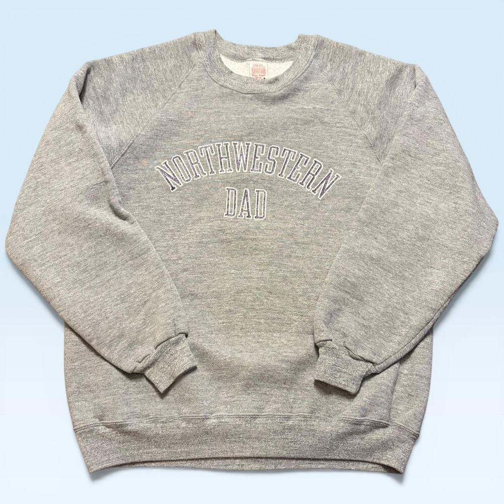 Vintage Northwestern Dad Sweatshirt Mens Large Gray Fleece College Rival USA 90s